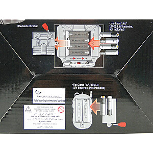 Radijo bangomis valdomas robotas (vaikšto, šaudo ritulius, garsą, baterijas) 3+ 125124