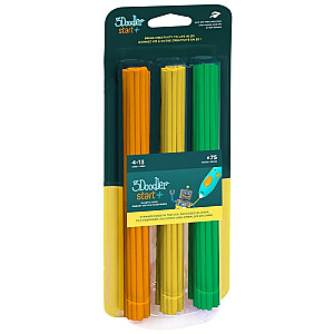 3Doodler Start 3DS-ECO-MIX2-75 3D spausdinimo medžiaga, kompostuojamas plastikas žalia, oranžinė, geltona, 1g