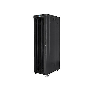 Отдельностоящий стоечный шкаф 19 дюймов 47U 800х1200мм, стеклянная дверь ЖК-дисплея (FLAT PACK) черный