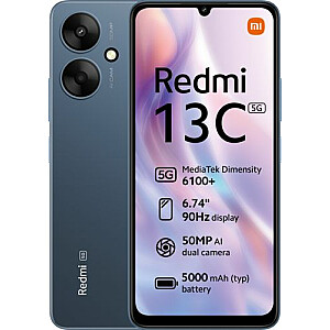 Xiaomi Redmi 13C 5G (Twilight Blue) DS 6.74“ IPS LCD 720x1600/2.2GHz ir 2.0GHz/128GB/4GB RAM/MIUI 14/microSDXC/WiFi,BT,5G,MZB0GXUEU
