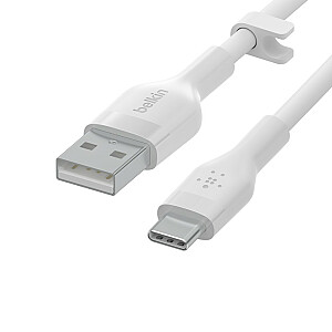 BoostCharge USB-A į USB-C laidas, silikonas, 1 m, baltas