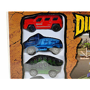 „Autotrack Dinosaur 1“ automobilis veikia su akumuliatoriais ir 4 suverčiamais automobiliais 3+ 563841