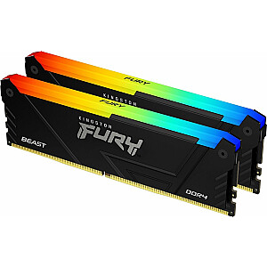 Память Kingston Fury Beast RGB, DDR4, 16 ГБ, 3200 МГц, CL16 (KF432C16BB2AK2/16)