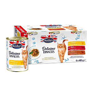 Butcher's Delicious Dinners Мясной выбор в желе - влажный корм для кошек - 6 x 400г