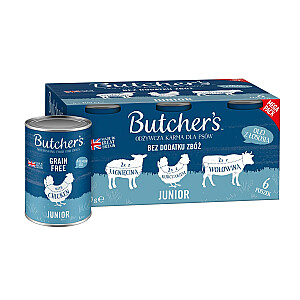 BUTCHER'S Original Junior Mega Pack Mix - šlapias šunų maistas - 6 x 400 g