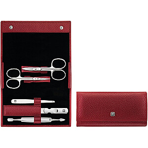 Маникюрный набор Zwilling Classic Inox — красный кожаный футляр, 5 предметов — красный