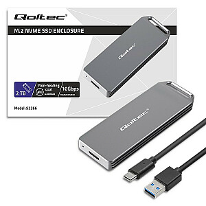 Mini M.2 SSD dėklas | NVMe | PCIe | USB3.1 | Super greitis 10 Gbps | 2 TB | sidabras 