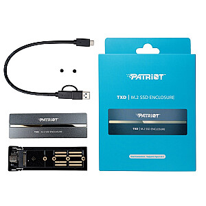 Patriot TXD USB3.2 korpusas, skirtas M.2 NVMe 1.3 SSD, iki 8TB – aliuminis