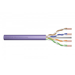 6 kategorijos telekomunikacijų diegimo kabelis, U/UTP, DCA, laidas, AWG 23/1, LSOH, 100 m, violetinis
