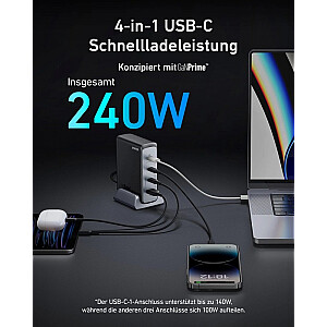 Зарядное устройство 749 GaNPrime, 240 Вт, USB-C, 3 шт., USB-A, 1 шт.