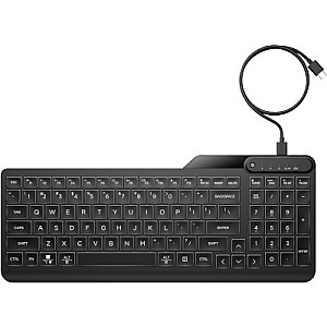 HP 405 Backlit USB-C Wired 24/7 Keyboard, Spill Resistant, Sanitizable, Programmable, Adjustable Tilt and LED brightness - Black - US ENG