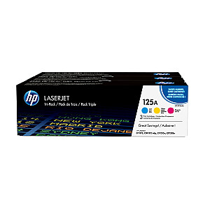 Оригинальные картриджи с тонером HP 125A LaserJet, 3 упаковки, голубой, пурпурный и желтый