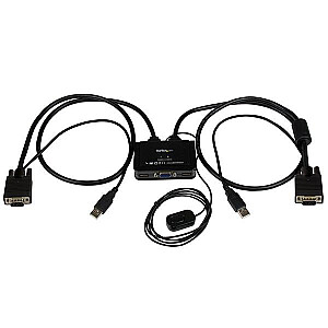 2 PORT KVM KABELAS SU VGA USB IR NUOTOLINIO PERJUNGIMO MYGTUKU