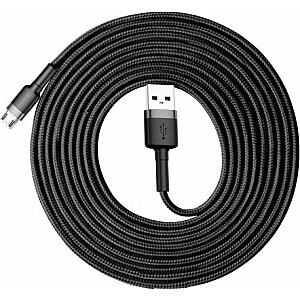 Baseus Cafule kabelis USB laidas patvarus nailoninis USB / mikro USB laidas 2A 3M juodai pilkas (CAMKLF-HG1) universalus