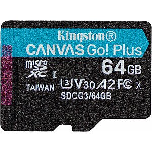 Karta Kingston Canvas Go! Plus MicroSDXC 64 ГБ, класс 10 UHS-I / U3 A2 V30 (SDCG3 / 64GBSP)
