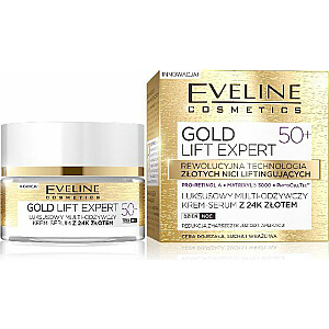 Eveline Gold Lift Expert 50+ dieninis ir naktinis mitybos kreminis serumas, 50 ml