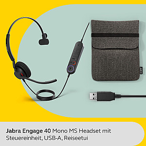 Jabra Engage 40 Link, гарнитура (черный, моно, MS, USB-A)