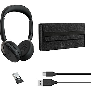 Jabra Evolve2 65 Flex Duo, гарнитура (черный, стерео, UC, USB-A, Link380a)