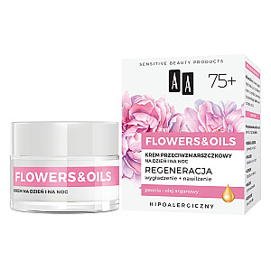 AA Flowers and Oils 75+ regeneruojantis kremas nuo raukšlių dienai ir nakčiai 50 ml