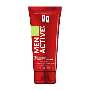 AA Men Active Care 3in1 šveičiamasis gelis veidui prausti 150ml