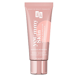 AA Yoummy Skin Peach Flawless Foundation mineralinis pagrindas, suteikiantis spindesio 02 nude 30 ml