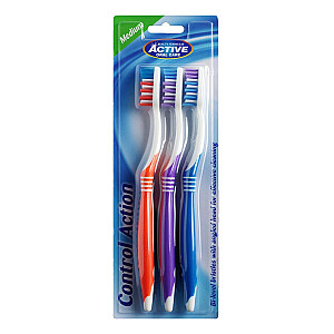 ACTIVE ORAL CARE Dantų šepetėliai Control Action Medium 3 vnt.