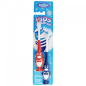 ACTIVE ORAL CARE Kids Quick Brush 3-6 metų vaikų dantų šepetėliai Penguin 2 vnt.