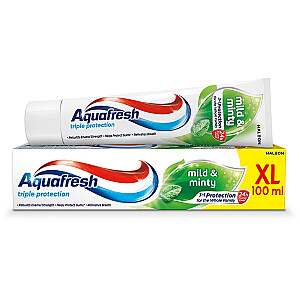 Dantų pasta AQUAFRESH triguba apsauga Minkšta ir mėtinė dantų pasta do zębów 100ml