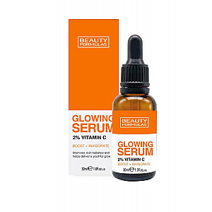 BEAUTY FORMULAS Glowing Serum 2% šviesinantis serumas su vitaminu C 30 ml