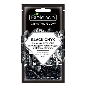 BIELENDA Crystal Glow Black Onyx valomoji ir detoksikuojanti plėvelė kaukė su blizgančiu efektu Juodųjų rožių ekstraktas 8g