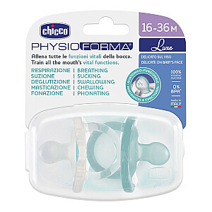Силиконовая соска CHICCO Physioforma Luxe 16-36м Синяя, Бесцветная 2 шт.