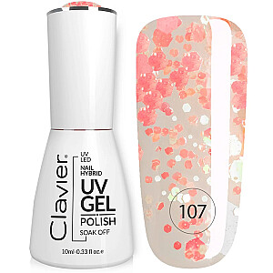 CLAVIER Luxury Nail Hybrid UV Gel hibridinis nagų lakas 107 Peach Sip 10 ml