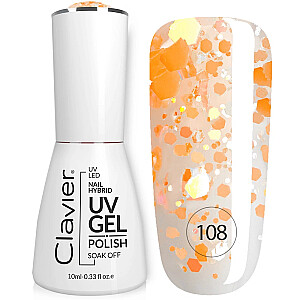 CLAVIER Luxury Nail Hybrid UV Gel hibridinis nagų lakas 108 Orange 10ml