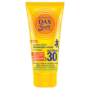 DAX Sun Ultra Light apsauginis veido kremas SPF30 su dideliu atsparumu vandeniui Active+ 50 ml