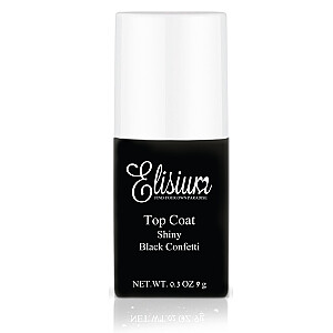 ELIZIUM Top Coat Blizgus viršus hibridiniams lakams Black Confetti 9g