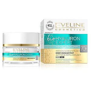 EVELINE Bio Hyaluron Expert 70+ intensyviai regeneruojantis kreminis koncentratas, aktyviai jauninantis dienai ir nakčiai 50 ml