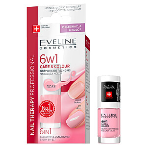 EVELINE Nail Therapy Care&Color 6in1 nagų kondicionierius, pridedant spalvą Rožinė 5ml