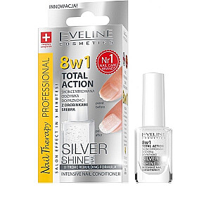 EVELINE Nail Therapy Total Action 8in1 koncentruotas nagų kondicionierius su sidabro dalelėmis 8in1 12ml