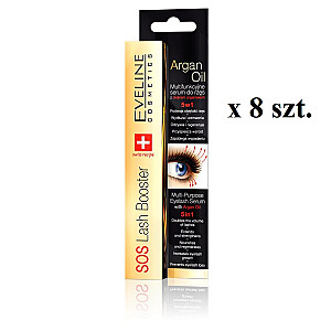 EVELINE SET Sos Lash Booster su argano aliejumi 5in1 plaukų serumas 8x10ml