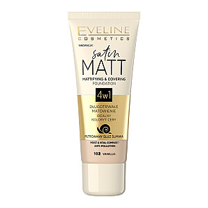 EVELINE Satin Matt Foundation matinis veido pagrindas 102 Vanilla 30ml