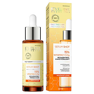 EVELINE Serum Shot 15% Vitamins C + Cg šviesinanti veido priemonė 30 ml