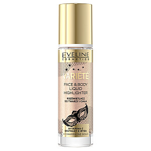 EVELINE Variete Liquid Highlighter skystas paryškintuvas veidui ir kūnui 01 Champagne Gold 30ml