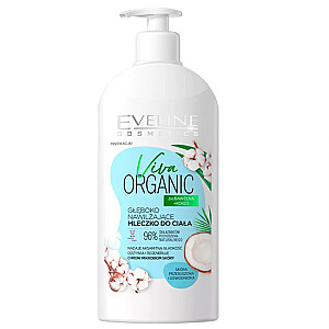 EVELINE Viva Organic giliai drėkinamasis kūno pienas "Medvilnė ir kokosas", 350 ml