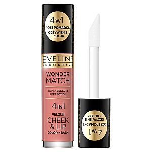 EVELINE Wonder Match Velour Cheek&Lip skaistalai ir skysti lūpų dažai 01 4,5 ml