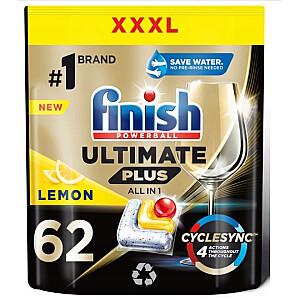 FINISH Quantum Ultimate Plus kapsulės indaplovei Lemon 62 vnt.