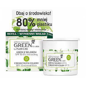 FLOSLEK Green For Skin Zielone augalinis dieninis kremas su salierais SPF15 mineralinio filtro papildymas 50 ml