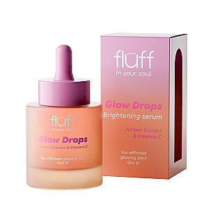 FLUFF In Your Soul Glow Drops Brighteninig Serum šviesinantis serumas su gintaro ekstraktu ir vitaminu C 30ml