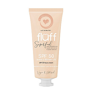 FLUFF Super Food Face Cream SPF50 odos tono vakarinis kremas 50ml