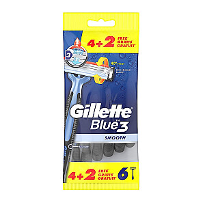 GILLETTE Blue3 sklandžiai vienkartiniai skustuvai, 6 vnt.