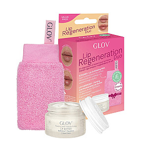 GLOV SET Lip Regeneration Duo Scrubex Lip Exfoliating Mitt Lip Peeling Glove + Lip Harmony stangrinamasis ir drėkinamasis lūpų aliejus, regeneruojantis lūpų aliejus 15 ml